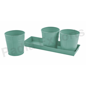 Jardinière de fleurs 3 Pots de 27 cm avec plateau de 12 cm pour plantes et fleurs pour le jardin et la maison - Product Image 1