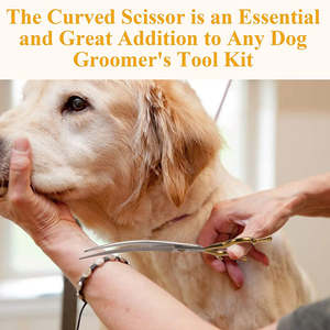 Tijeras de corte de pelo de acero inoxidable de la mejor calidad, medio oro, doble gancho, herramienta de aseo para mascotas ANAAIF - Product Image 6