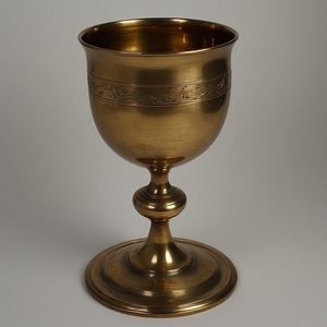 Elegante cáliz de Iglesia chapado en oro con base tallada y detalle artesanal de tallo perfecto para servicio de vino litúrgico y decorativo - Product Image 3