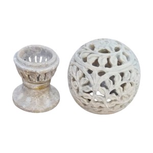 Belle collection nouvellement faite à la main dans divers bougeoirs en stéatite à thème avec forme ronde pour cadeau de décoration de la maison - Product Image 4