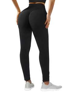 Women's High-Waisted Seamless Gym Pants Scrunch Butt Sport Running Yoga Elastic Waist Closure Workout <b>Tights</b> Solid Color - Product Image 5