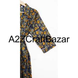 Kimono japonais fait main, style féminin, design floral imprimé, manches mi-longues, confortable, 100 % coton pur, robe kimono - Product Image 4