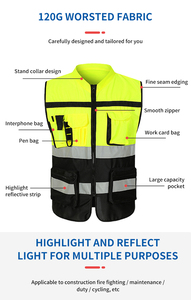 Chaleco de Seguridad Reflectante Fluorescente LED Impermeable de Alta Calidad ANSI Clase 1 EN ISO 20471 Clase 2 para Ingenieros - Product Image 3