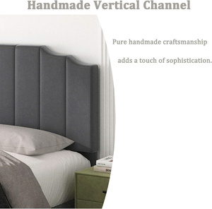 TRIHO-HB-020 Luxury Velvet Channel Tufted Upholstered Headboard - Elegant Arch Design, <b>Wall</b>-<b>Mounted</b> Queen/King Bedroom Furniture - Product Image 5