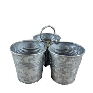 Seau à plantes double en métal galvanisé avec poignée de transport, pots à fleurs rustiques pour l'intérieur et l'extérieur, vente en gros - Product Image 4