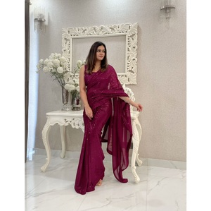 Fournisseur en gros de tissu Georgette belle collection de saris à séquences pour les occasions de mariage au meilleur prix - Product Image 1