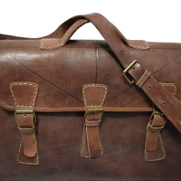 Sac de voyage bohème en cuir véritable unisexe vintage de grande taille avec fermeture éclair, modèle Moroccan S Soul 1117, deux poignées, compagnon de voyage