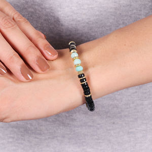 New Year Sale Direct Factory Supply Black Onyx And Amazonite <b>Beaded</b> <b>Bracelets</b> Jewelry For Gift - Product Image 3