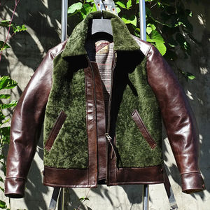 Venta al por mayor 2025 Invierno Nueva Moda chaqueta de piel de oveja Chaquetas de los hombres diseño clásico combinado con piel en la parte delantera y trasera - Product Image 2