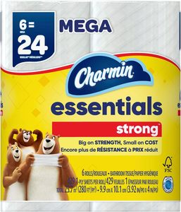 Charmine Essentials 1-Ply Mega Rolls Strong Bathroom <b>Tissue</b> 6 ea - Product Image 4