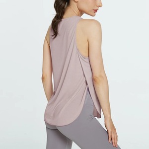 Camiseta sin mangas deportiva suelta para mujer, chaleco transpirable para entrenamiento de gimnasio con espalda hueca elástica que mejora la Fitness, camisetas para correr para Yoga - Product Image 4