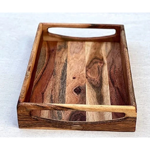 Premium <b>Large</b> Acacia Wood Serving <b>Tray</b> With Cutout Handles Rectangle Serving <b>Tray</b> For Home Kitchen And Restaurant Use On Sale - Product Image 3