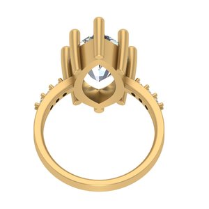 ชุดง่ามทองสีเหลือง10K ประดับเพชรทรงกลมและแหวนสำหรับผู้หญิงที่มีหินข้างเครื่องประดับแบบคลาสสิก - Product Image 3