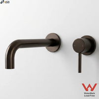 Robinet de lavabo mural en laiton certifié sans plomb, homologué Watermark, finition chrome PVD, WELS