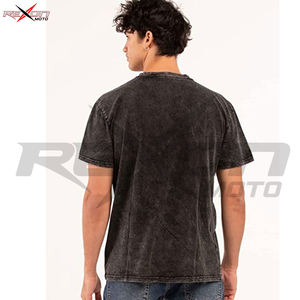 T-shirt surdimensionné en coton imprimé avec logo personnalisé pour hommes, délavé à l'acide, avec fermeture à enfiler en 100% coton, encolure ras du cou côtelée - Product Image 2