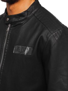 Veste en cuir PU pour homme en gros, fermeture éclair, printemps automne, col montant, mode, taille personnalisée, teinture unie - Product Image 4