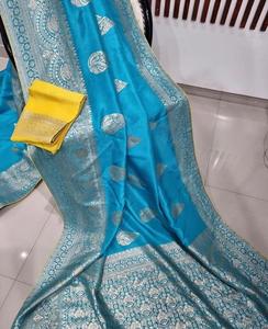 Boutique DE LA India más vendido elegante Saree Vichitra seda tela secuencia trabajo exclusivo Sari blusa Ropa Étnica - Product Image 5