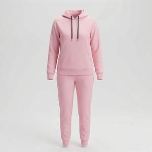 Ensemble 2 pièces tendance pour femmes en velours, sweat à capuche et pantalon avec fermeture éclair, motif uni, survêtement d'hiver, vêtements de sport, personnalisable - Product Image 1