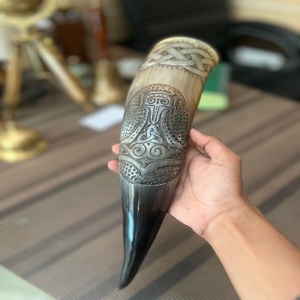 Cuerno de whisky de cerveza vikinga personalizado hecho a mano artesanías naturales decoración del hogar diseño Animal dragón tallado estilo náutico - Product Image 6