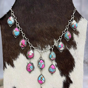 Collar de plata de ley hecho a mano con múltiples piedras, joyería Bohemia única para mujer, pieza de declaración artesanal elegante - Product Image 1