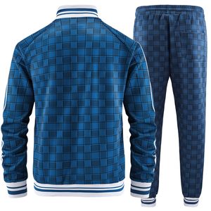 Jogging Tracksuit TBF-132 Plaid Pattern Zipper Closure Elastic Waistband Breathable Fabric - Product Image 3