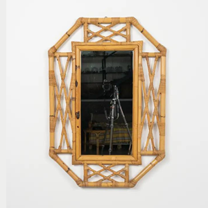 Miroir mural en rotin octogonal de couleur design personnalisable fait à la main, cadre rustique, miroir suspendu décoratif pour bureau à domicile - Product Image 4