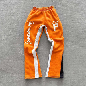 Pantalones acampanados informales personalizados para hombre al por mayor, pantalones para correr ligeros y transpirables con salpicaduras de pintura de grafiti OEM 2025 - Product Image 1