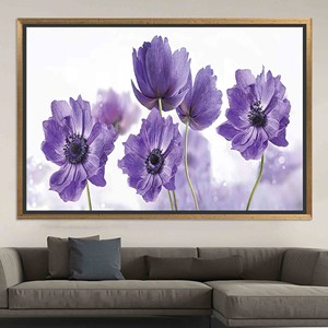 Printed Canvas Art: Purple Flower Design for Elegant Wall Decor,GOLD <b>FRAMED</b> CANVAS - Product Image 1