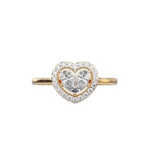 Luxury Heart Shape <b>Diamond</b> <b>Ring</b> for Women 18K Gold Plated Double Heart Halo Engagement <b>Ring</b> Fashion Jewelry Gift - Product Image 1