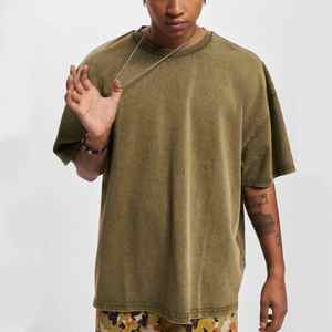 2025 venta al por mayor 100% algodón hombres verano transpirable Oversize camisetas Logotipo de impresión personalizada ácido lavado gota hombro camiseta para hombre - Product Image 6