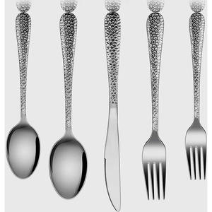 Restaurant Silver Set with Hammered Long Handle Awesome Stainless Steel Silver Plated Flatware in Unique Design - Product Image 1