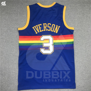 Maillots de basket-ball personnalisés pour hommes en gros 2024, OEM, maille cousue, hiver été, 3D Iverson 3 Jokic 15 Murray 27 Mutombo 55 personnalisé - Product Image 4