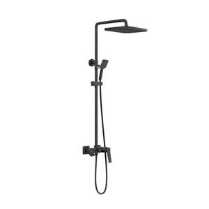 HERA Rainshower <b>System</b> with Single-lever <b>Shower</b> Mixer Set 8303 Matt Black Square <b>Rain</b> <b>Shower</b> Head - Product Image 4