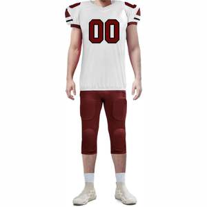 เสื้อและกางเกงอเมริกันฟุตบอลแบบสั่งทำขายส่ง ผ้าโพลีเอสเตอร์ 100% ระบายความชื้น ป้องกันรังสียูวี แขนสั้น สำหรับผู้ใหญ่ - Product Image 4
