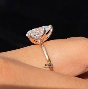 Unique 925 Sterling Silver 4 Ct Poire Cut Tulip Set Moissanite Solitaire Bague de Fiançailles Prong Setting Trendy Design pour les Femmes - Product Image 5