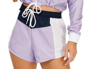 Ensemble short coupe-vent deux pièces de haute qualité pour femme avec fermeture éclair réfléchissante, cordon de serrage, polyester/coton, taille haute - Product Image 6