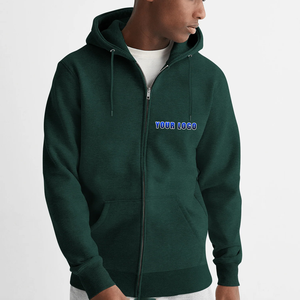 Sweat à capuche d'hiver sur mesure pour hommes 100% coton coupe ample avec fermeture à glissière brodée et logo OEM/ODM sérigraphié sur mesure - Product Image 1