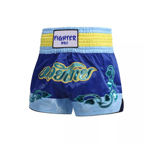 Custom Made MMA Muay Thai Shorts 100% Polyester Logo Brodé Combat Kickboxing Formation Shorts de Boxe pour Hommes - Product Image 2