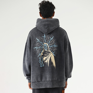 Sweat à capuche personnalisé vintage délavé à l'acide, coupe oversize, pour homme, hiver, poids lourd 400g, 100% coton, brodé, haute qualité - Product Image 6