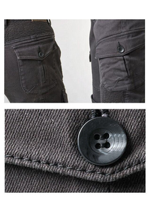 Dark <b>mens</b> armored motorcycle <b>biker</b> <b>jeans</b> for daily wear with elastic panels and cargo pockets for utilities made in Pakistan - Product Image 6