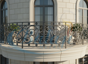 Barandilla Decorativa de Hierro Fundido de Primera Calidad, Diseño Moderno, Duradera, Color Gris Natural Pulido, Valla Metálica para Balcones, Villas de Lujo - Product Image 2