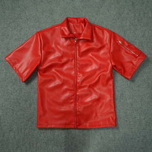 Mens casual <b>leather</b> t <b>shirt</b> soft breathable lightweight short sleeve summer essential comfortable durable everyday wear modern - Product Image 2