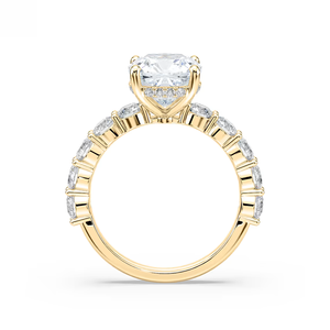 2.40 CTW <b>Cushion</b> Cut Lab Grown Diamond Engagement Ring <b>Round</b> Side Stones IGI Certified 14K Solid Gold Luxury Bridal Ring - Product Image 3