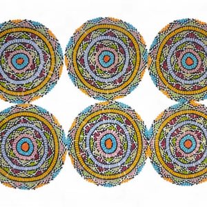 Posavasos con cuentas hechos a mano-Posavasos bohemios con respaldo de poliéster (4x4 pulgadas) - Product Image 1