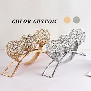 Luxury 3 In One <b>Crystal</b> Work Candle <b>Stand</b> Gold Finished Perfect For Bedroom Decor Centerpiece And Party Decoration From India - Product Image 3