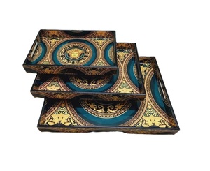 Plateau de service en bois personnalisable écologique de style européen avec motifs imprimés uniques pour offrir ou servir un plateau décoratif - Product Image 1