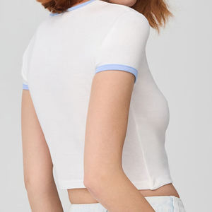 Top corto transpirable de secado rápido para mujer, último diseño, camisetas con estampado a cuadros, estilo Formal, Tops cortos de secado rápido ecológicos - Product Image 4