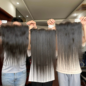 Precio al por mayor producto suizo encaje transparente y encaje HD 13x6 pelo liso Natural Frontal 100% cutícula alineada cabello humano Real - Product Image 2