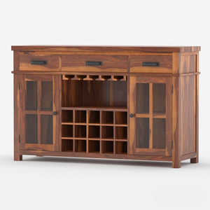 Aparador de Madera de Teca Maciza, Ecológico, Duradero, Rústico, Estilo Antiguo, Mueble de Bar para Vinos, Hecho a Mano, para Comedor o Cocina - Product Image 2