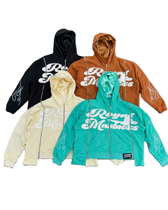 Sudaderas con capucha personalizadas para hombre, tres cremalleras, parche de peso pesado, línea de satén, apliques bordados, estampado 3D, sudadera térmica con capucha de 500g/m² - Product Image 1